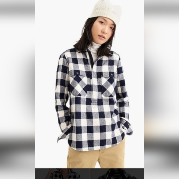 J. Crew Tops - J.Crew Navy and White Checkered Shirt